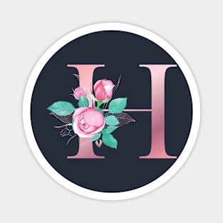 ALPHABET LETTER H IN FLORAL STYLE; PERSONALIZED GIFTS WITH FLOWERS LETTER Magnet